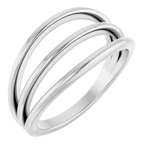 14K White Gold Polished Negative Space Ring Size 7