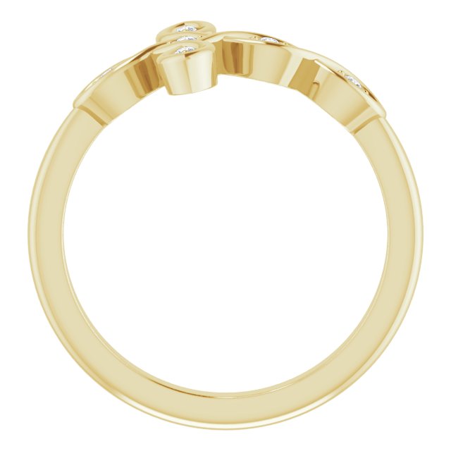 14K Yellow Gold Round 1.3 Mm Polished .05 Ctw Natural Diamond Sideways Cross Ring, Size 7