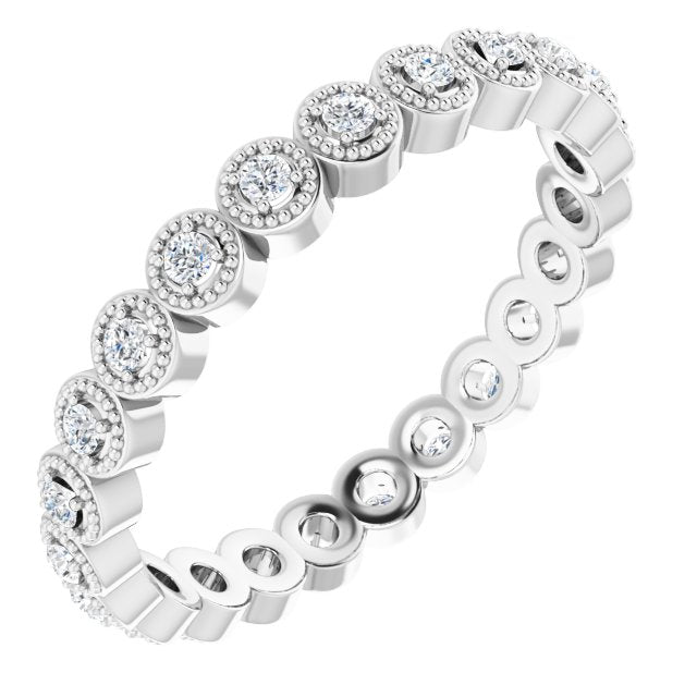Platinum Round 1.5 Mm Si2-Si3, G-H Polished 1/4 Ctw Natural Diamond Eternity Band, Size 5.5