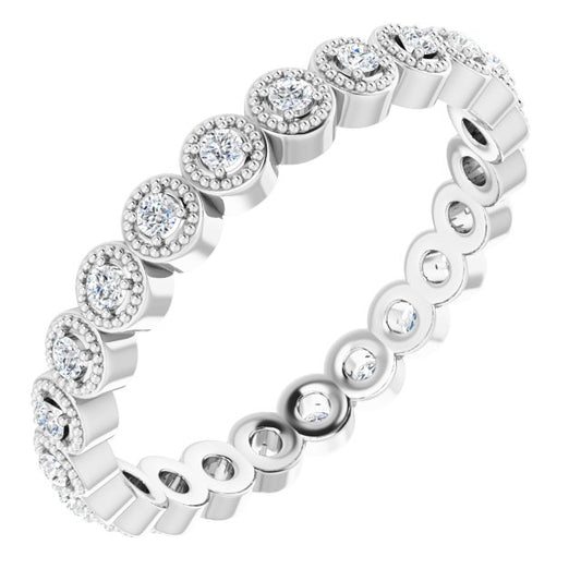 Platinum Round 1.5 Mm Si2-Si3, G-H Polished 1/4 Ctw Natural Diamond Eternity Band, Size 5.5