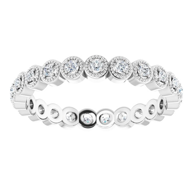 Platinum Round 1.5 Mm Si2-Si3, G-H Polished 1/4 Ctw Natural Diamond Eternity Band, Size 5.5