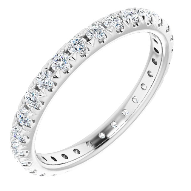 14K Yellow Or White Gold Round Si2-Si3, G-H Polished French Set Natural Diamond Eternity Band