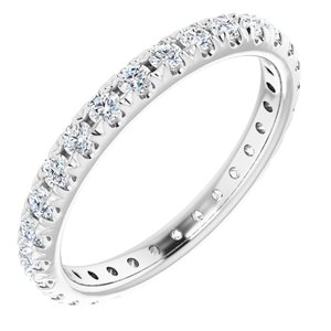 14K White Gold Round 1.5 Mm G-H Si2-Si3 1/2 Ctw French Set Natural Diamond Eternity Band Size 6.5