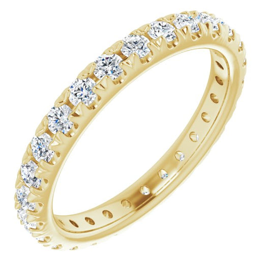 14K Yellow Or White Gold Round Si2-Si3, G-H Polished French Set Natural Diamond Eternity Band