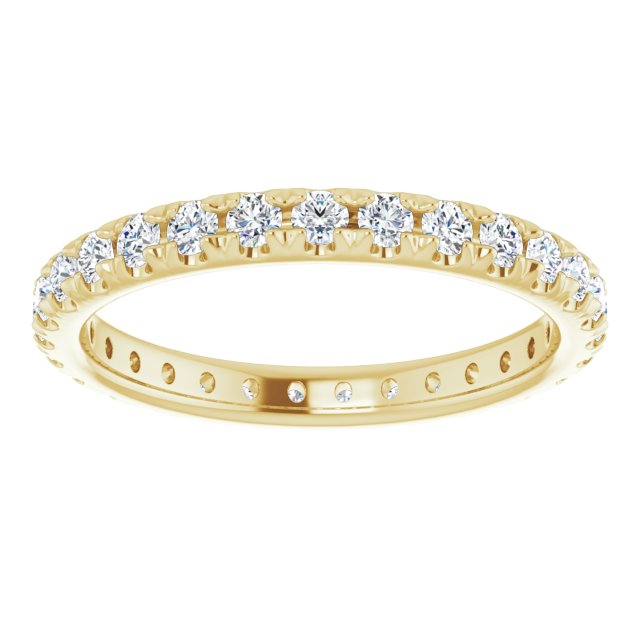 14K Yellow Or White Gold Or Platinum Round Vs, F+ Polished Lab-Grown Diamond  French-Set Eternity Band