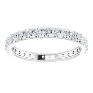 14K White Gold Round 1.5 Mm G-H Si2-Si3 1/2 Ctw French Set Natural Diamond Eternity Band Size 6.5