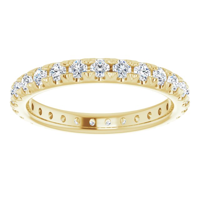 14K Yellow Or White Gold Round Si2-Si3, G-H Polished French Set Natural Diamond Eternity Band