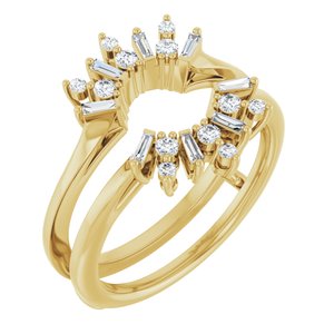 14K Yellow Gold Round Lab-Grown Diamond Polished 1/3 Ctw Lab Grown Diamond Art Deco Ring Guard Size 7
