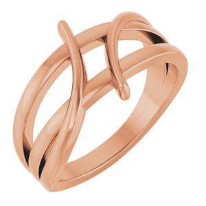14K Rose Gold Polished Freeform Bypass Ring Size 7