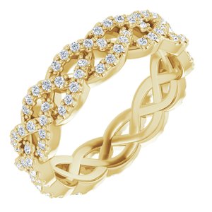 14K Yellow Gold Round 1 Mm G-H Si2-Si3 1/2 Ctw Natural Diamond Eternity Band Size 5