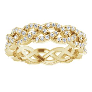 14K Yellow Gold Round 1 Mm G-H Si2-Si3 1/2 Ctw Natural Diamond Eternity Band Size 5
