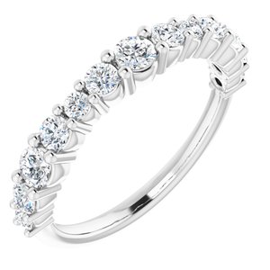 14K White Gold Lab-Grown Diamond Round None Lab-Grown Diamond Polished 3/4 Ctw Lab-Grown Diamond Anniversary Band Size 7