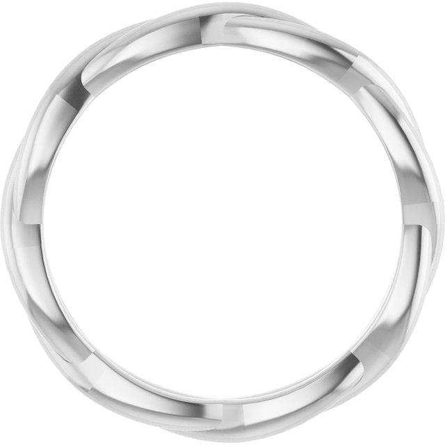 10K White Gold Polished Woven Standard-Fit Band, Size 7