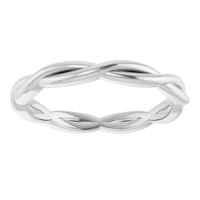 10K White Gold Polished Woven Standard-Fit Band, Size 7