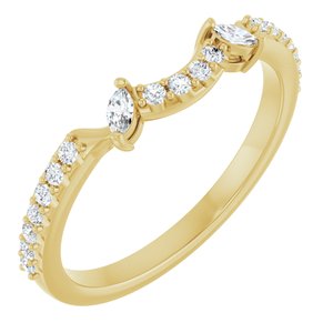 14K Yellow Gold Round All Sizes Natural Standard Diamond Si2-Si3, Ghi, G-H :: 1/5 Ctw Polished 1/5 Ctw Natural Diamond Matching Band