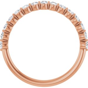 14K Rose Gold Round 2 Mm Polished 1/2 Ctw Lab-Grown Diamond Anniversary Band Size 7