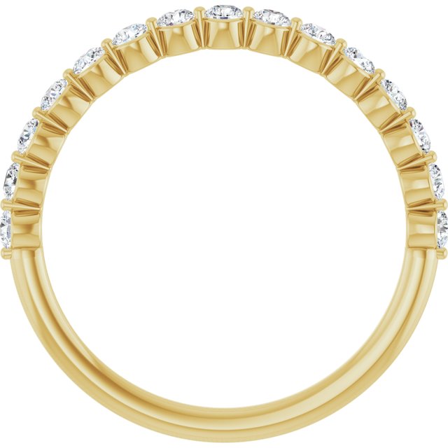 14K Yellow Gold Round 2 Mm Polished 1/2 Ctw Lab-Grown Diamond Anniversary Band, Size 7