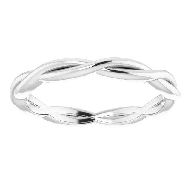 14K White Gold Polished Woven Standard-Fit Band, Size 8