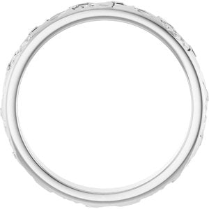 14K White Gold 3 Mm Polished Floral Band Size 8