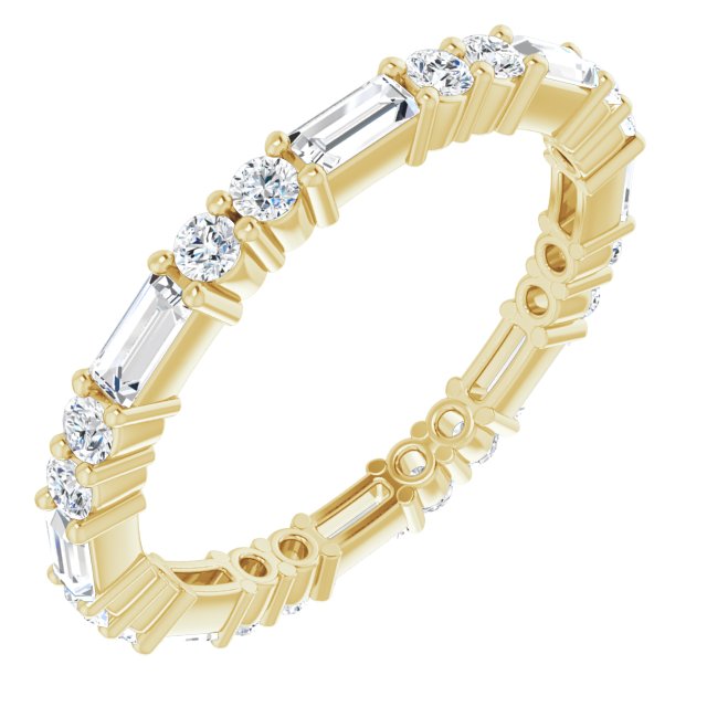 14K Yellow Gold Round Si2-Si3, G-H Polished 5/8 Ctw Natural Diamond Eternity Band, Size 4