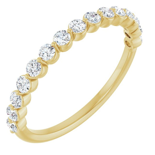 14K Yellow Gold Round 2 Mm Polished 1/2 Ctw Lab-Grown Diamond Anniversary Band, Size 7