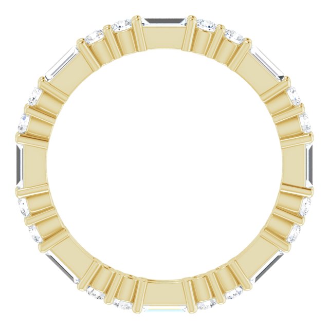 14K Yellow Gold Round Si2-Si3, G-H Polished 5/8 Ctw Natural Diamond Eternity Band, Size 4
