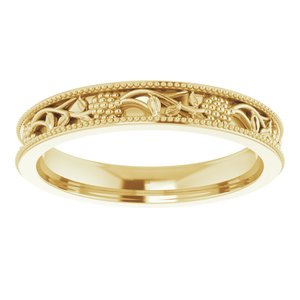14K Yellow Gold Floral Band Size 8