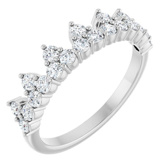 14K White Or Rose Gold Round 2 Mm Polished 5/8 Ctw Lab-Grown Diamond Crown Ring, Size 7
