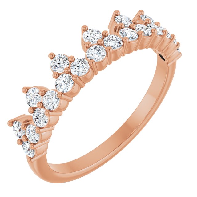 14K White Or Rose Gold Round 2 Mm Polished 5/8 Ctw Lab-Grown Diamond Crown Ring, Size 7
