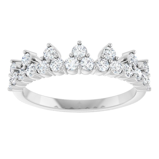 14K White Or Rose Gold Round 2 Mm Polished 5/8 Ctw Lab-Grown Diamond Crown Ring, Size 7