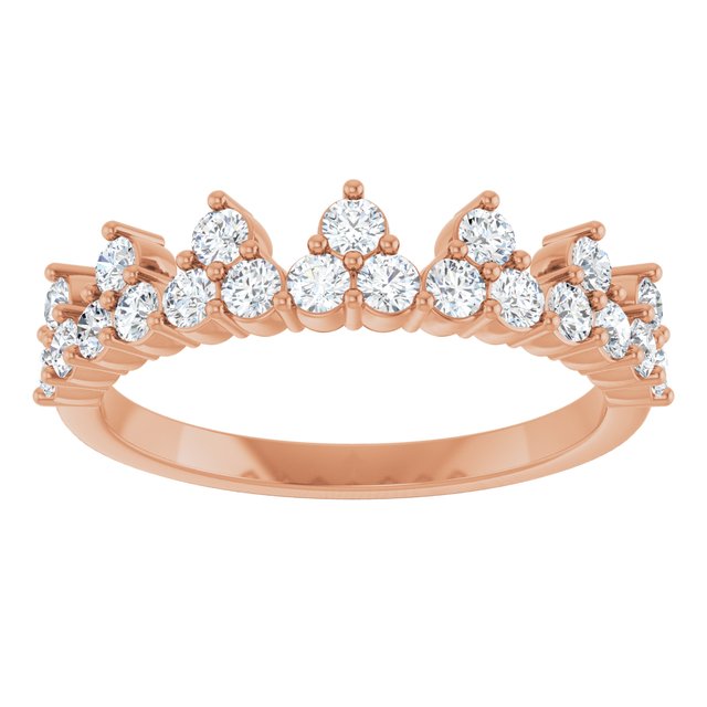 14K White Or Rose Gold Round 2 Mm Polished 5/8 Ctw Lab-Grown Diamond Crown Ring, Size 7