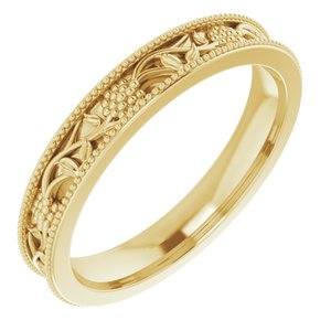 14K Yellow Gold Floral Band Size 8