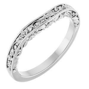 14K White Gold Polished Floral Vintage-Inspired Matching Band Size 7