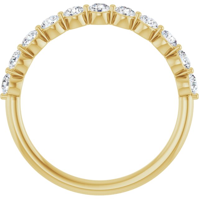 14K Yellow Gold Round 2.5 Mm Polished 5/8 Ctw Natural Diamond Anniversary Band, Size 7