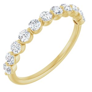 14K Yellow Gold Round 2.5 Mm Polished 5/8 Ctw Lab-Grown Diamond Anniversary Band Size 7