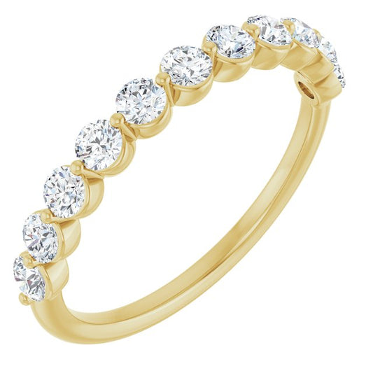 14K Yellow Gold Round 2.5 Mm Polished 5/8 Ctw Natural Diamond Anniversary Band, Size 7