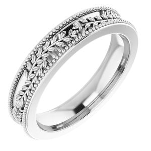 14K White Gold Floral Band Size 4