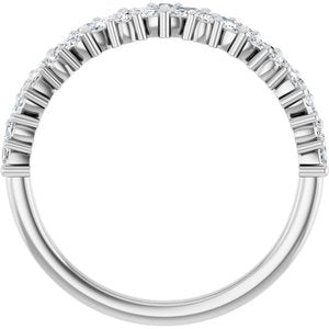 14K White Gold Marquise 3 X 1.5 Mm Polished 1/2 Ctw Lab-Grown Diamond Anniversary Band Size 7