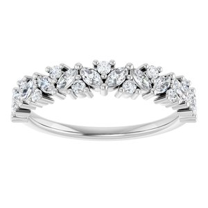 14K White Gold Marquise 3 X 1.5 Mm Polished 1/2 Ctw Lab-Grown Diamond Anniversary Band Size 7