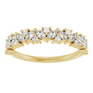 14K Yellow Gold Marquise 3 X 1.5 Mm Polished 1/2 Ctw Lab-Grown Diamond Anniversary Band Size 7