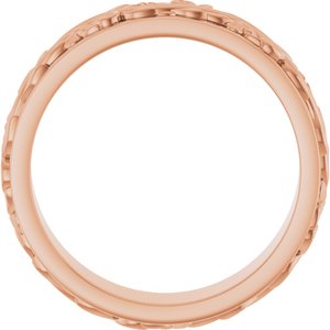 10K Yellow Or White Or Rose Gold Floral Inlay Flat Band