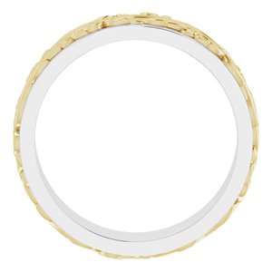 10K Or 14K Or 18K Yellow Or White Gold Or Sterling Silver 7 mm Floral Inlay Flat Band