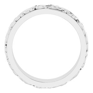 14K Yellow Or White Or Rose Gold Floral Inlay Flat Band