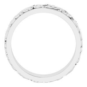 18K Yellow Or White Or Rose Gold Floral Inlay Flat Band