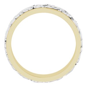 10K Or 14K Or 18K Yellow Or White Gold Or Sterling Silver 7 mm Floral Inlay Flat Band