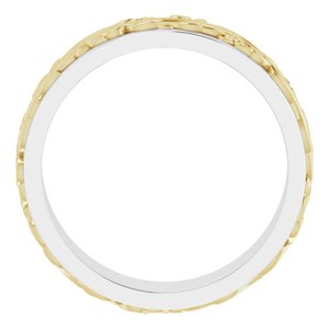 10K Or 14K Or 18K Yellow Or White Gold Or Sterling Silver 7 mm Floral Inlay Flat Band