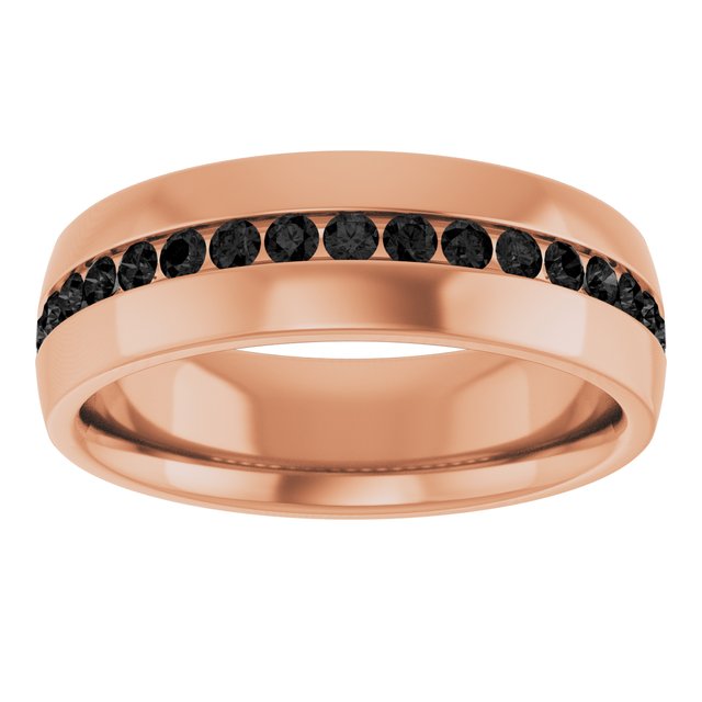 14K Rose Gold Round 1.7 Mm Polished 3/8 Ctw Natural Black Diamond Band, Size 7
