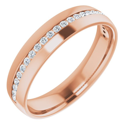 14K Rose Gold Round 1.7 Mm Si2-Si3, G-H Polished 3/8 Ctw Natural Diamond Band, Size 7