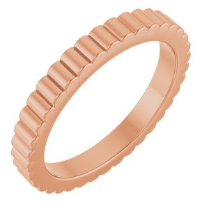 14K Yellow Or White Or Rose Gold Or Sterling Silver Or Platinum Grooved Half Round Band