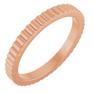 14K Rose Gold 2 Mm Polished Grooved Band Size 8